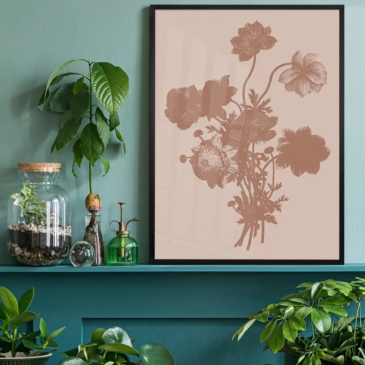 Flowers Silhouette 2 in Pantone Mocha Mousse