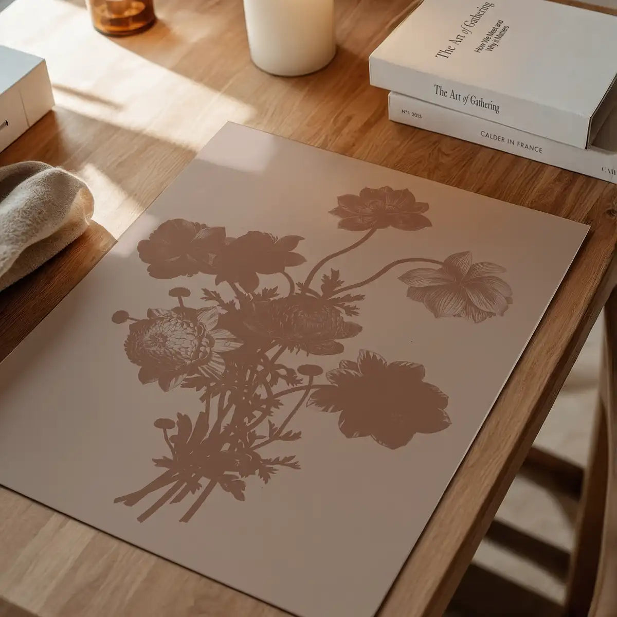 Flowers Silhouette 2 in Pantone Mocha Mousse