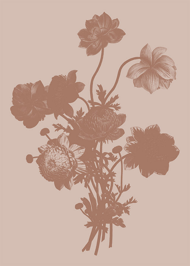 Flowers Silhouette 2 in Pantone Mocha Mousse 21x30cm Matte Clearance Print