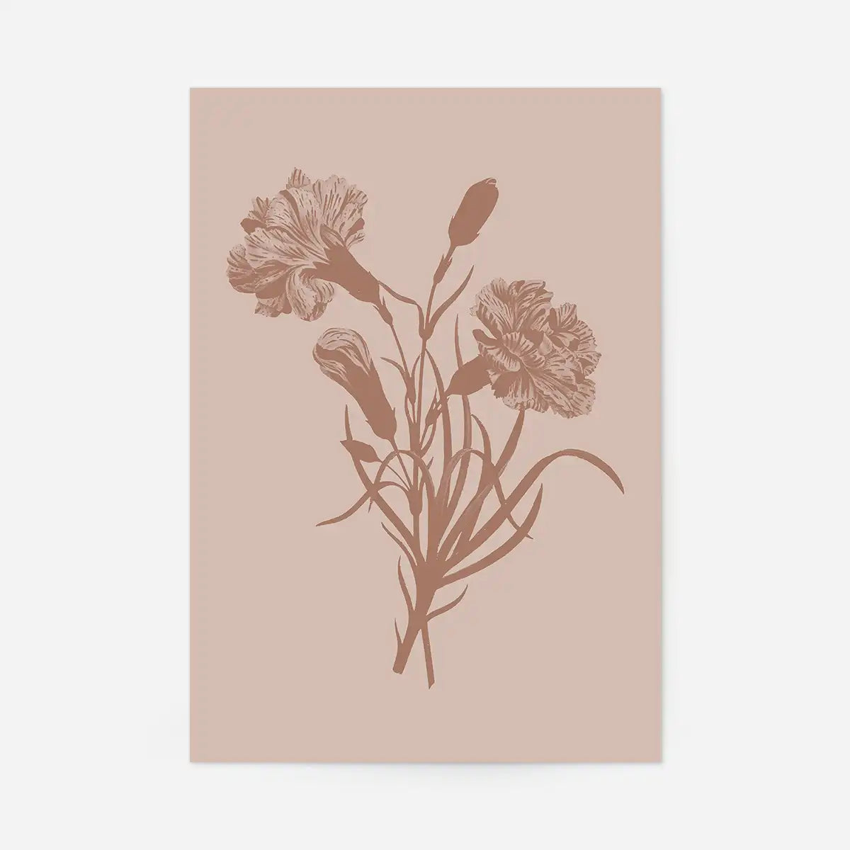 Flowers Silhouette Print 3 in Pantone Mocha Mousse