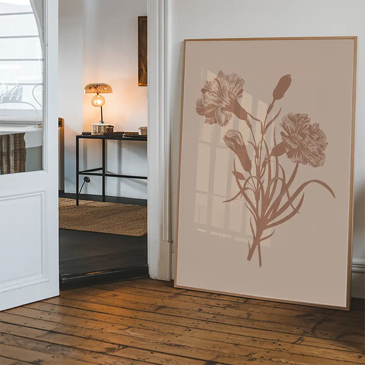 Flowers Silhouette Print 3 in Pantone Mocha Mousse