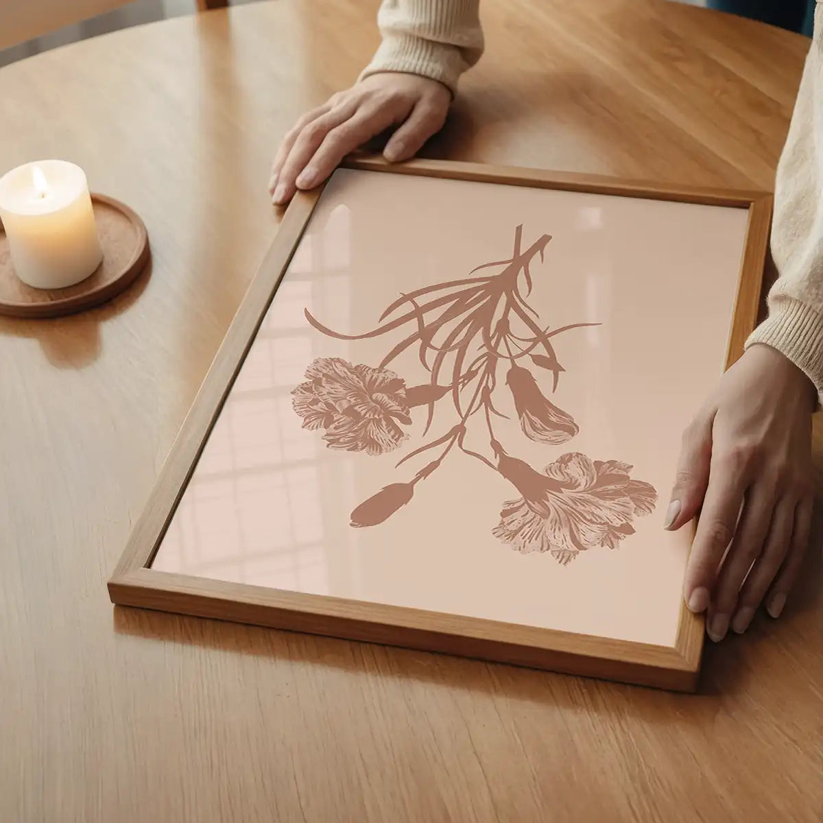 Flowers Silhouette Print 3 in Pantone Mocha Mousse
