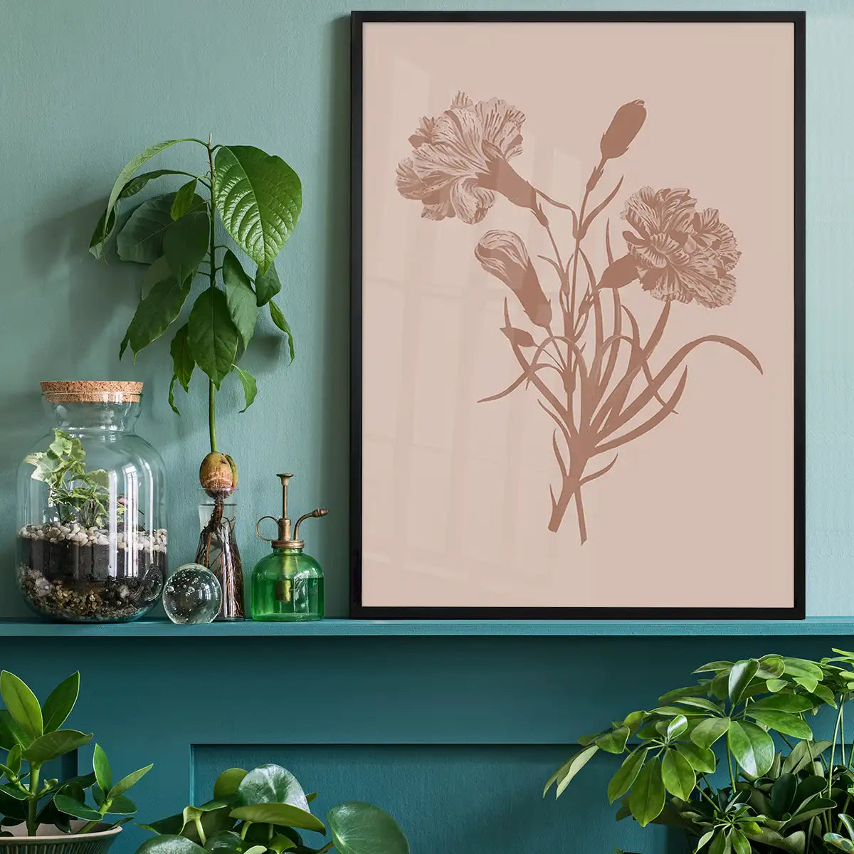Flowers Silhouette Print 3 in Pantone Mocha Mousse