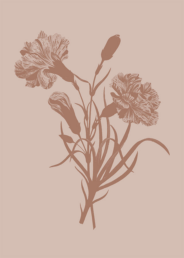 Flowers Silhouette Print 3 in Pantone Mocha Mousse