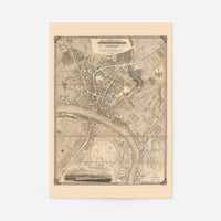Vintage Map Print of Newcastle Gateshead by Thomas Oliver