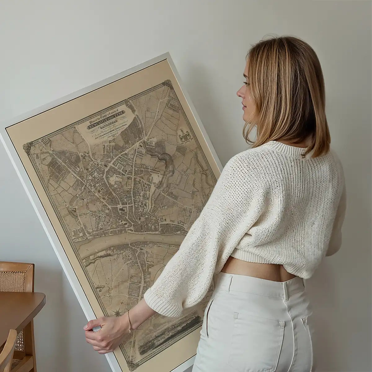 Vintage Map Print of Newcastle Gateshead by Thomas Oliver
