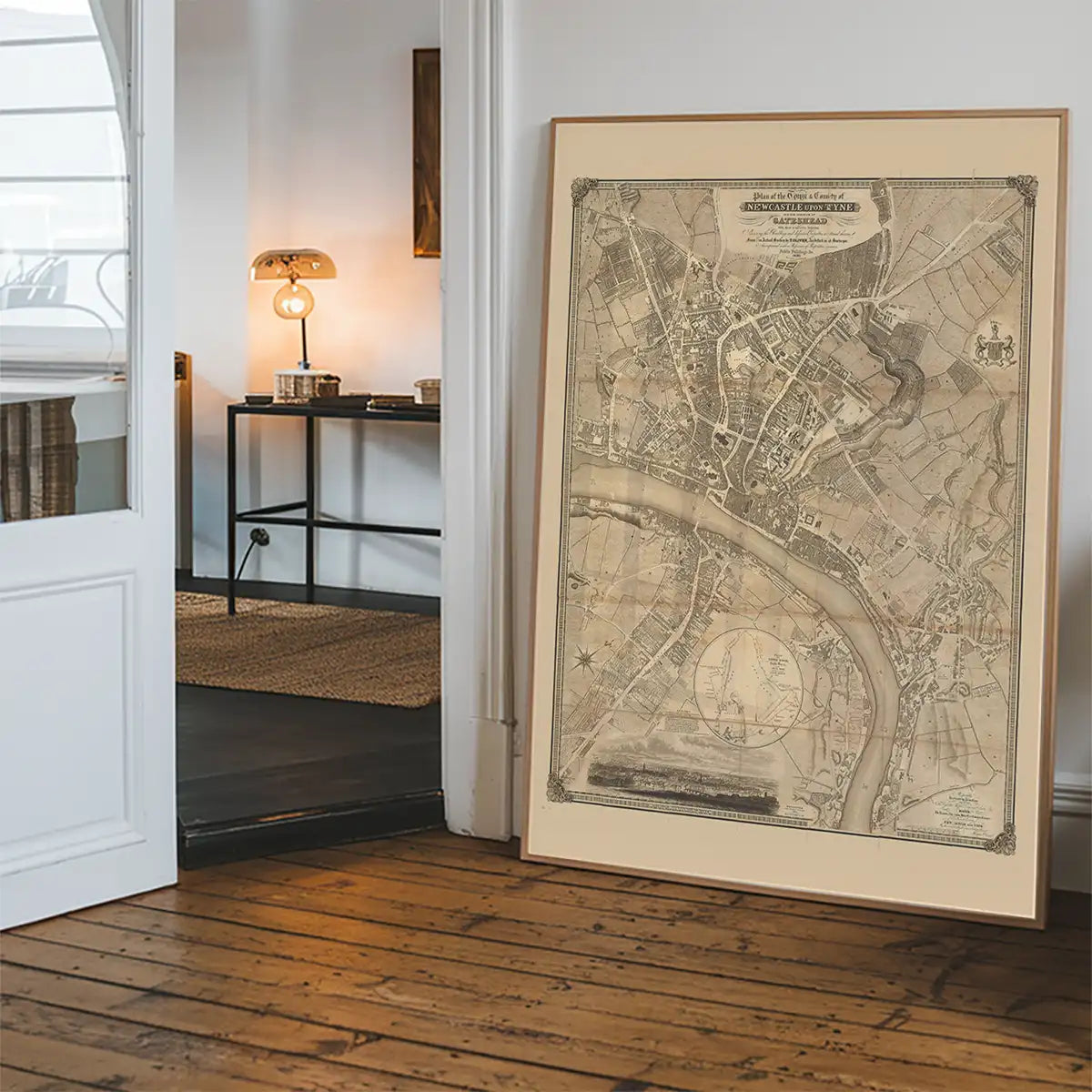 Vintage Map Print of Newcastle Gateshead by Thomas Oliver