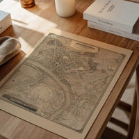 Vintage Map Print of Newcastle Gateshead by Thomas Oliver