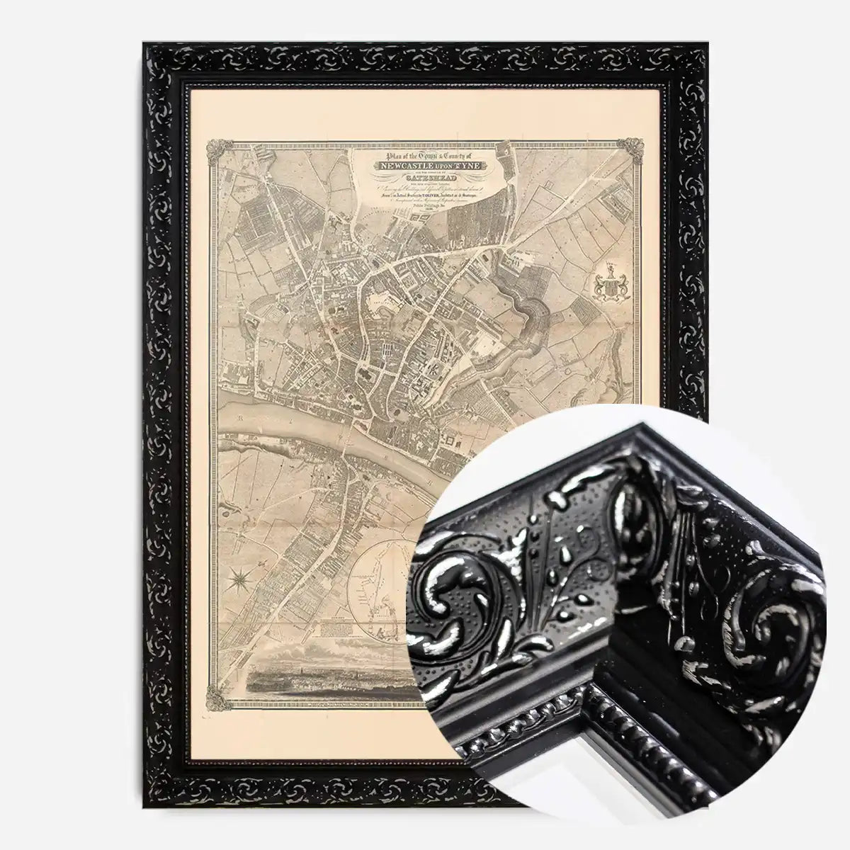 Vintage Map Print of Newcastle Gateshead by Thomas Oliver