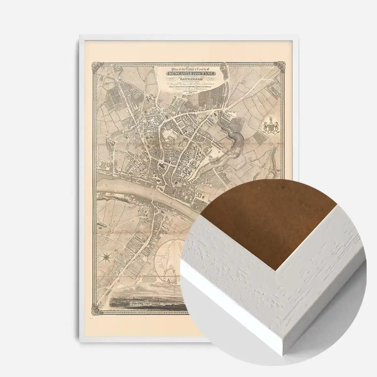 Vintage Map Print of Newcastle Gateshead by Thomas Oliver