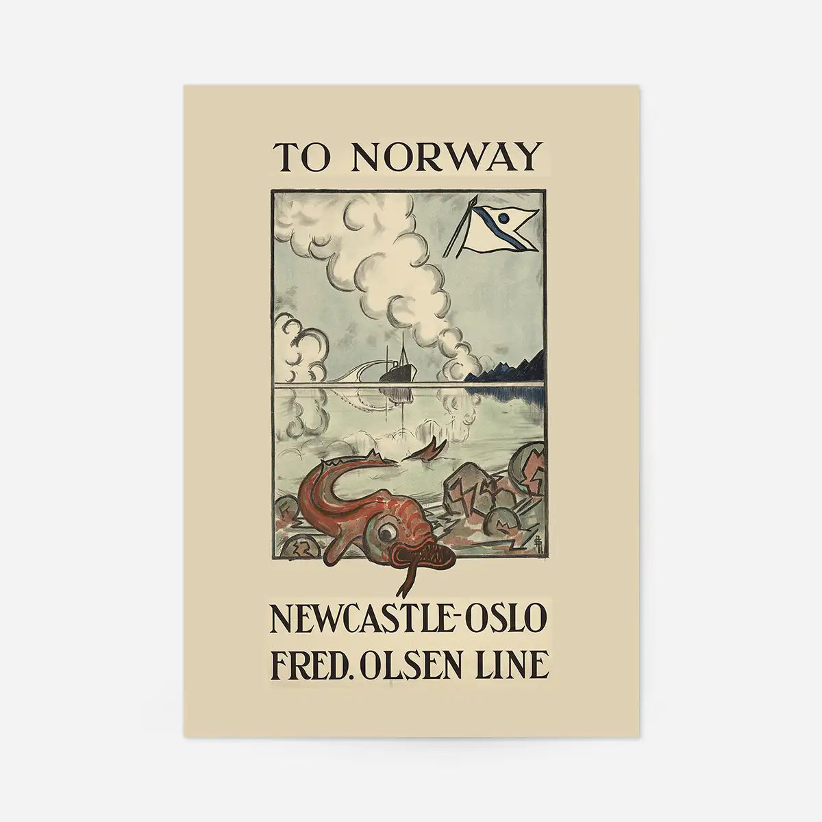 Vintage Ferry Poster – Newcastle to Oslo Print