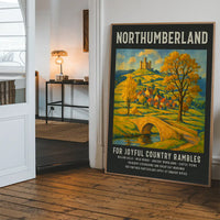 Vintage Railway Style Northumberland Tourist Poster Print