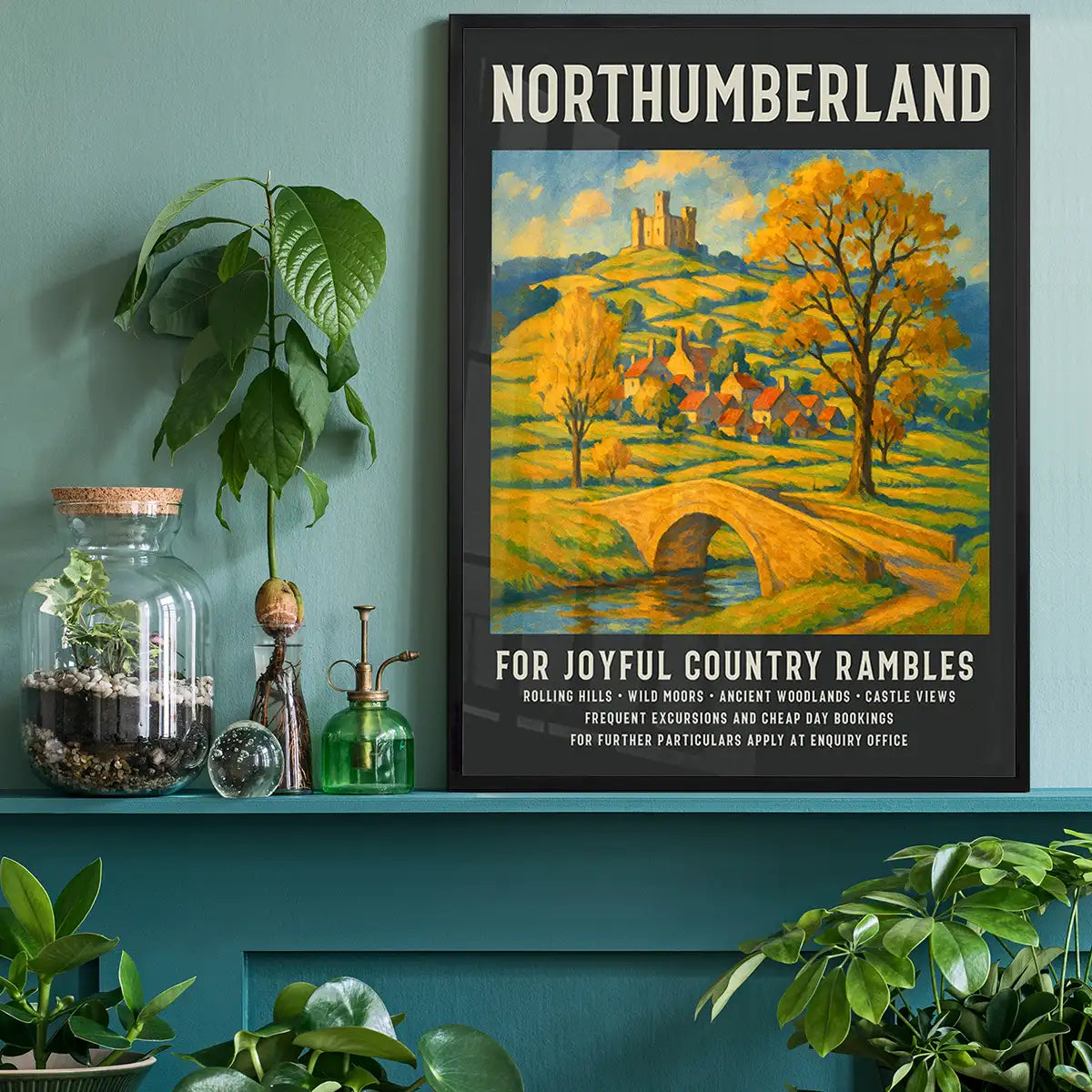 Vintage Railway Style Northumberland Tourist Poster Print