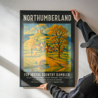 Vintage Railway Style Northumberland Tourist Poster Print