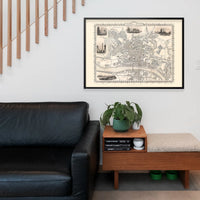 Vintage Newcastle Upon Tyne Landscape Map Print