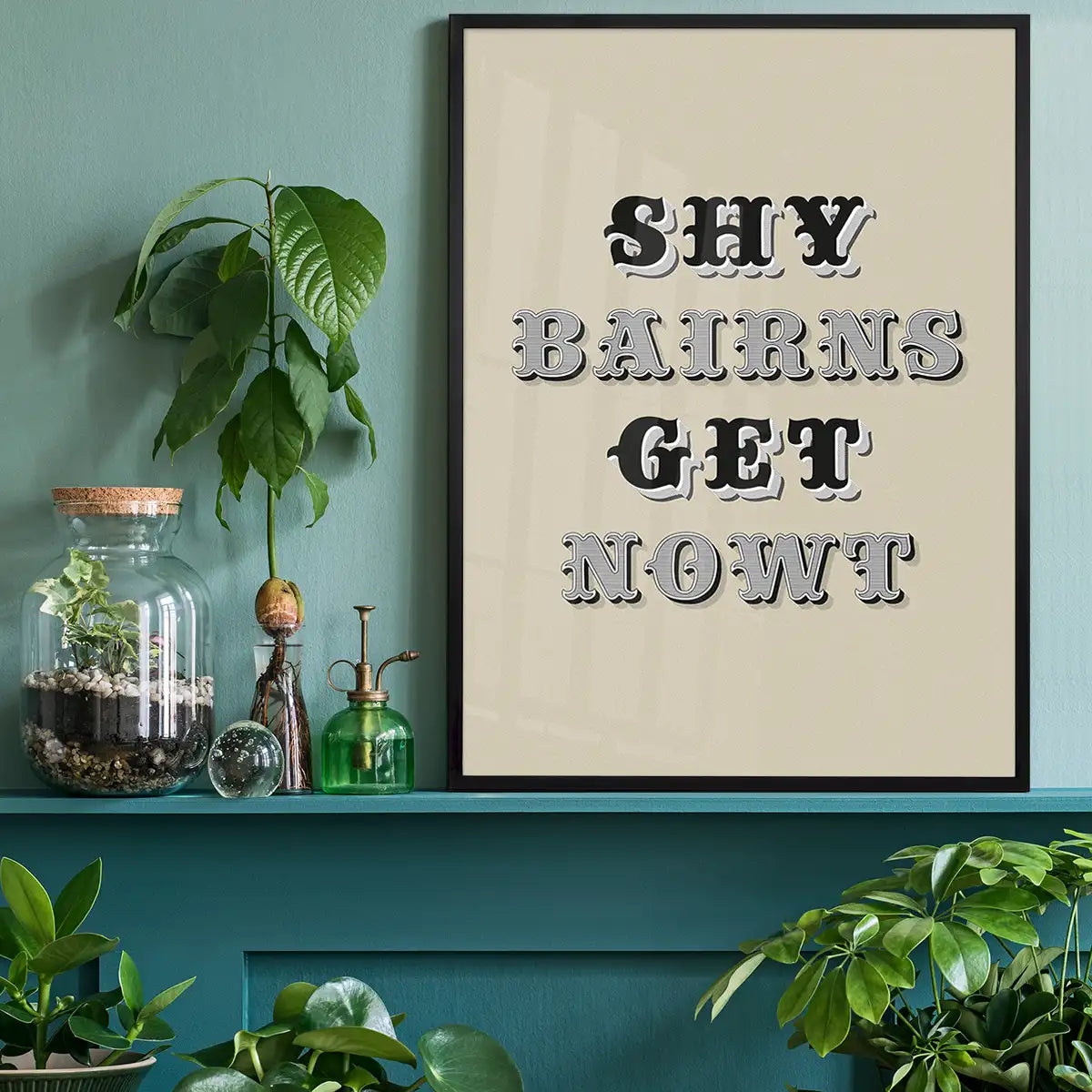 Shy Bairns Quote Print Black And White