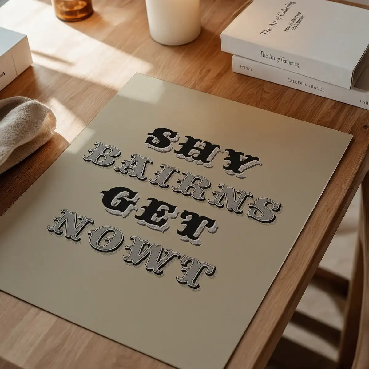 Shy Bairns Quote Print Black And White