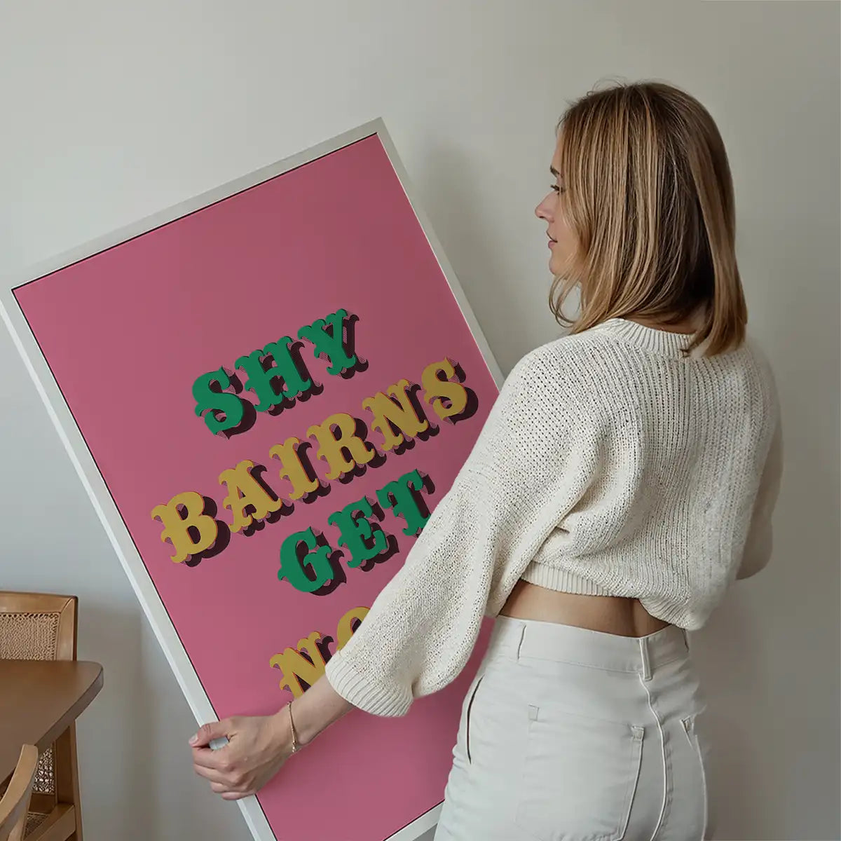 Shy Bairns Quote Print Pink And Green