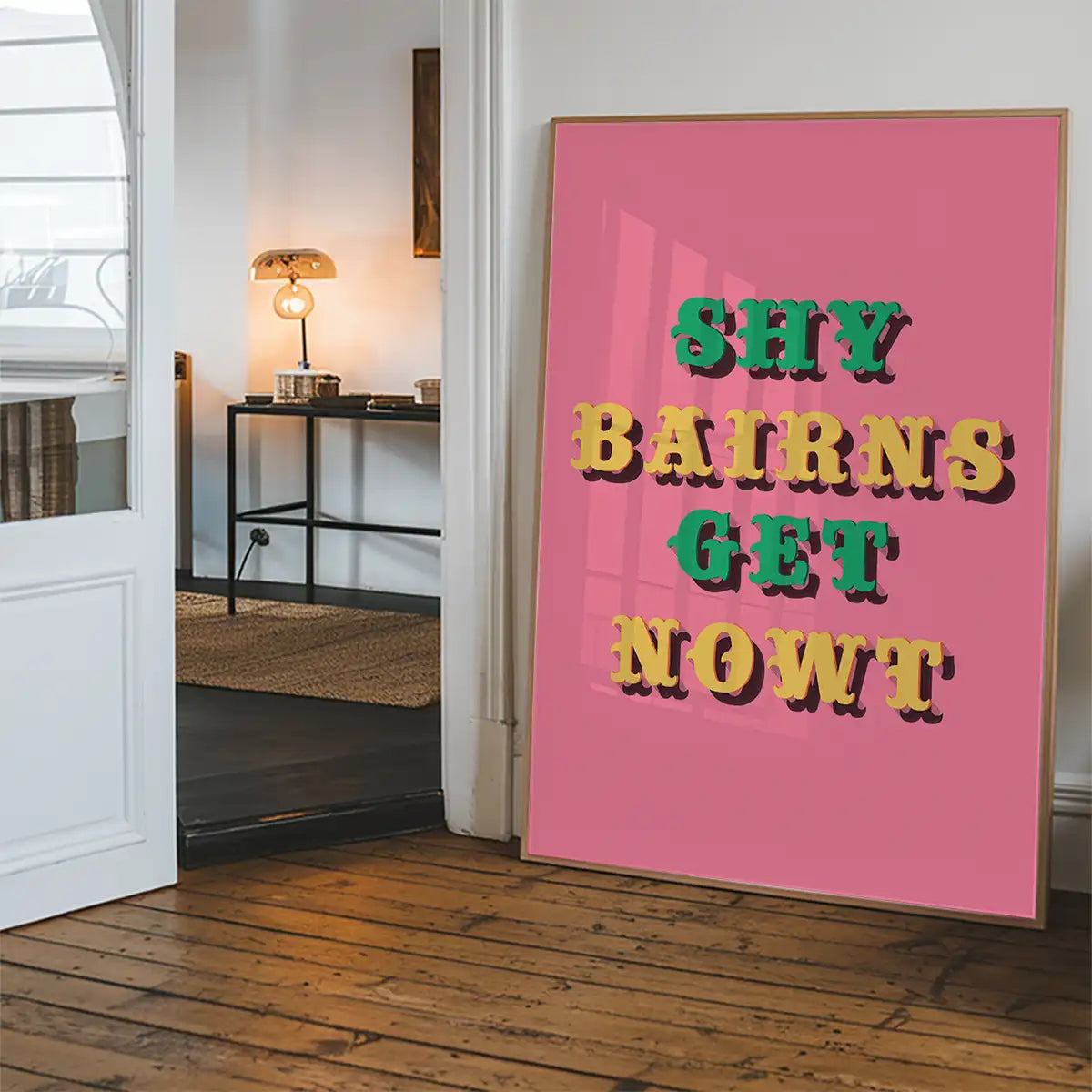 Shy Bairns Quote Print Pink And Green