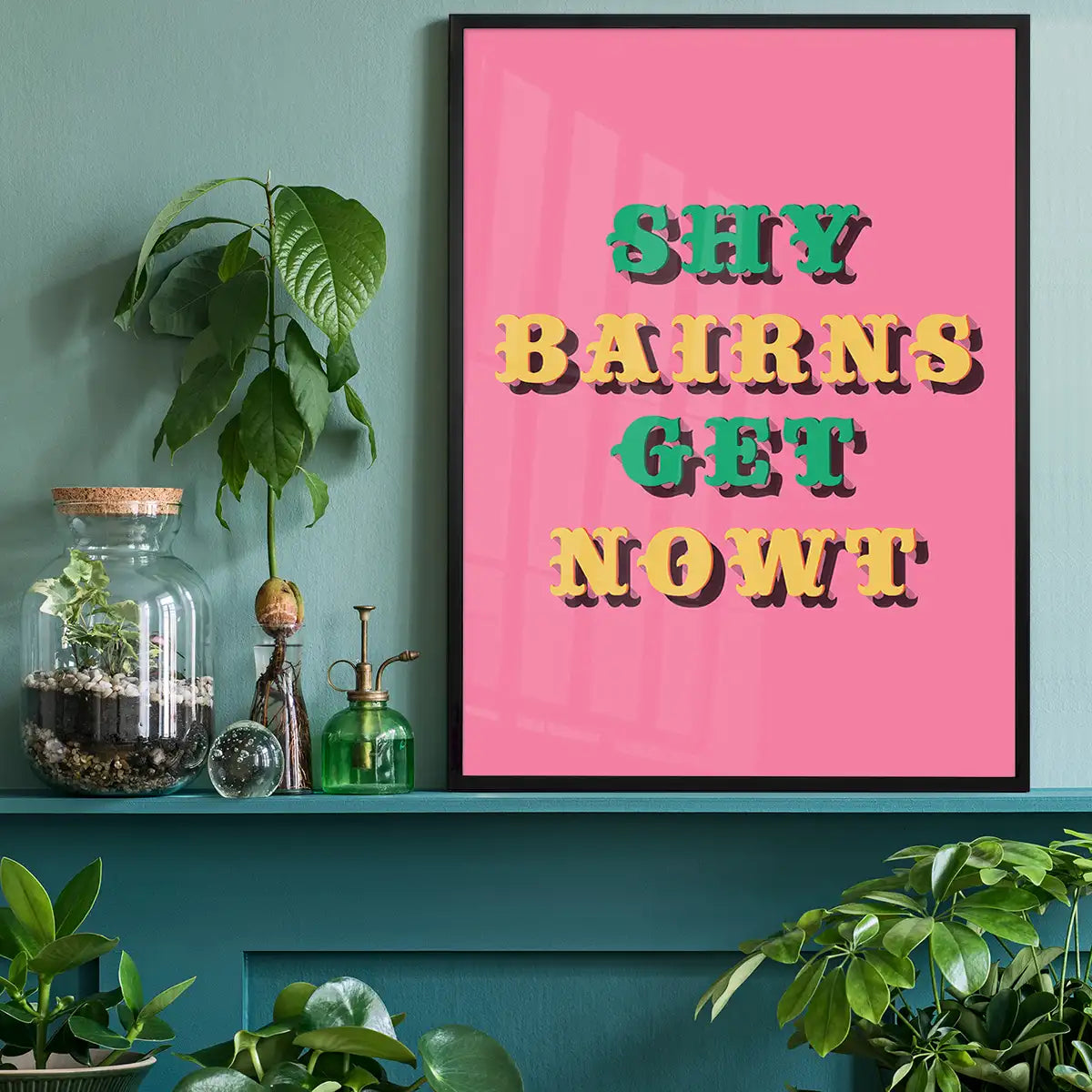 Shy Bairns Quote Print Pink And Green