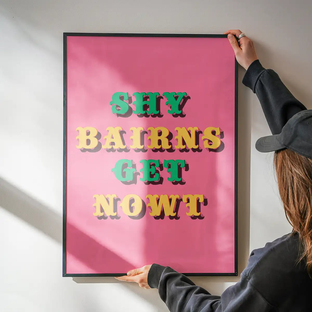 Shy Bairns Quote Print Pink And Green