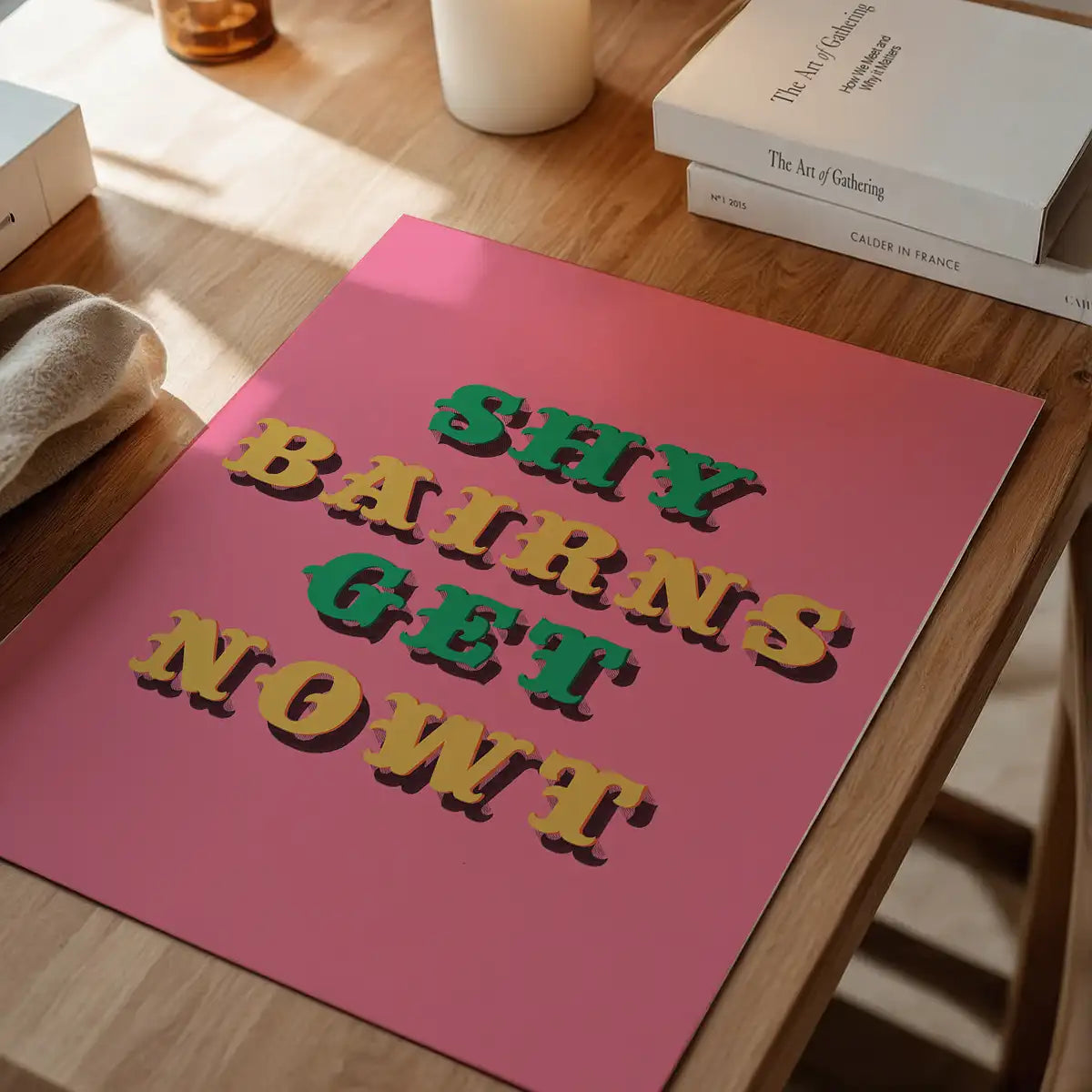Shy Bairns Quote Print Pink And Green