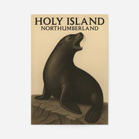 Holy Island Seal Vintage Style Poster Print
