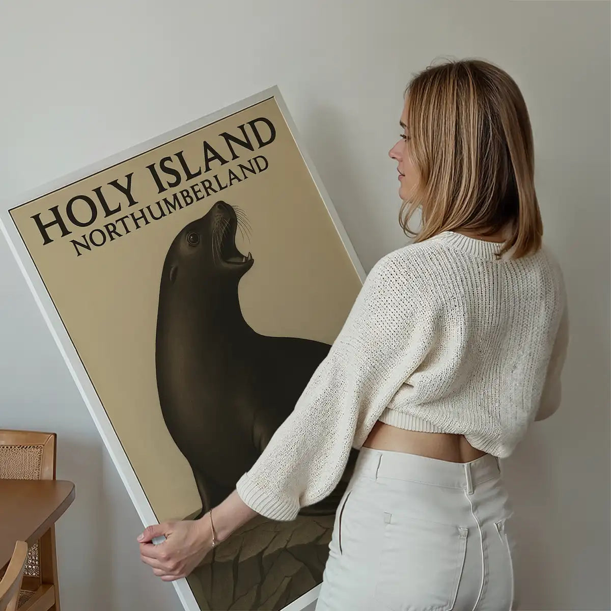 Holy Island Seal Vintage Style Poster Print