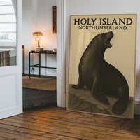 Holy Island Seal Vintage Style Poster Print