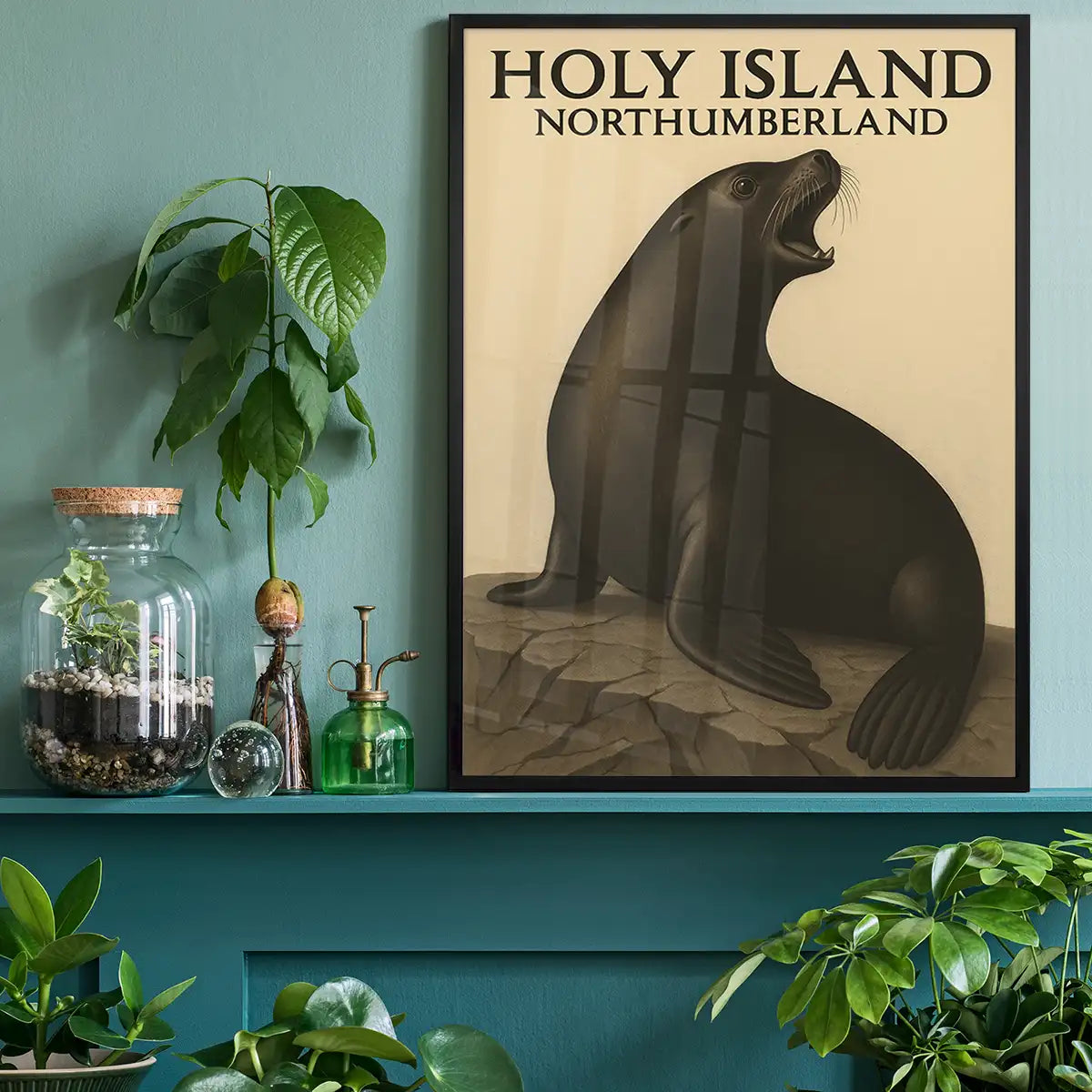 Holy Island Seal Vintage Style Poster Print