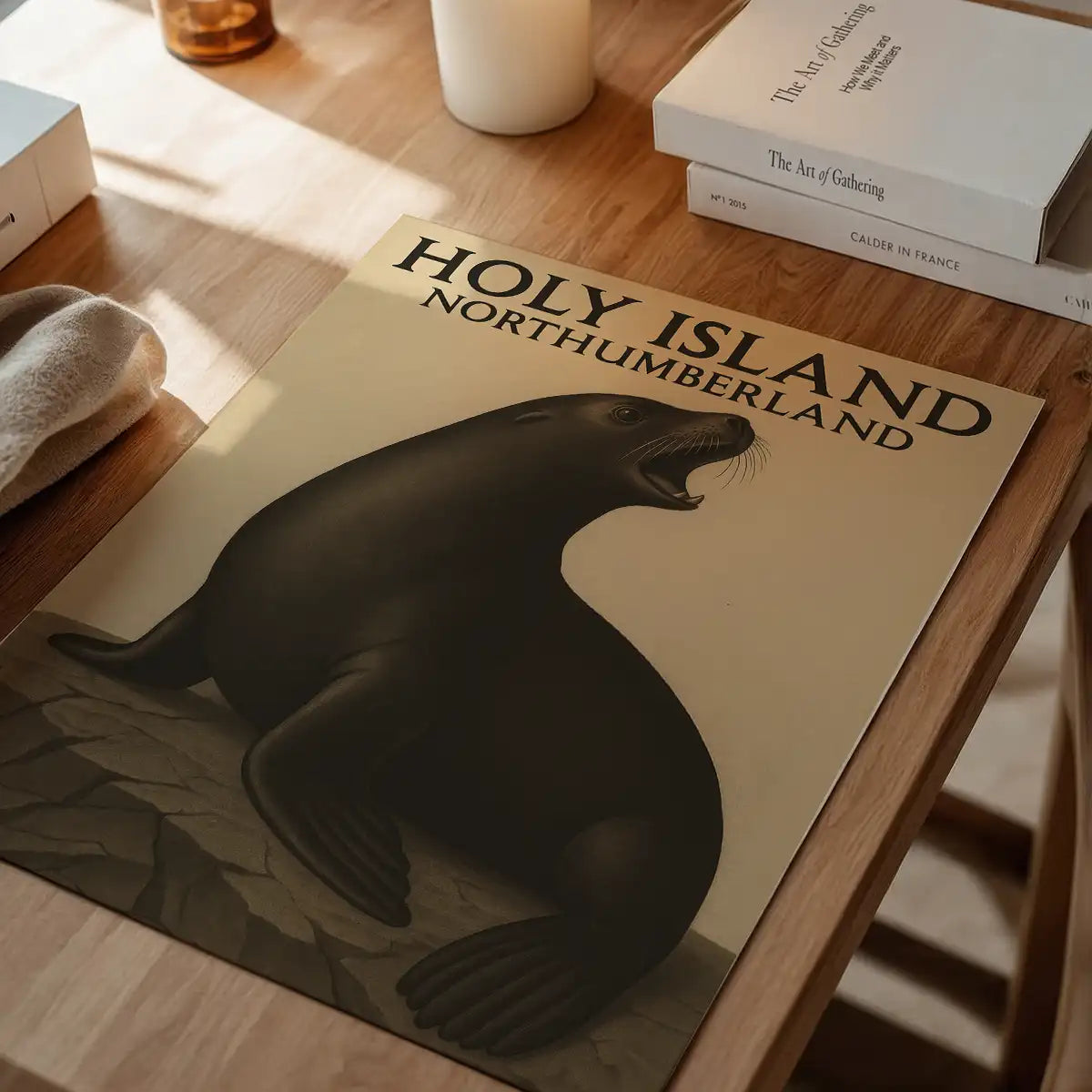 Holy Island Seal Vintage Style Poster Print