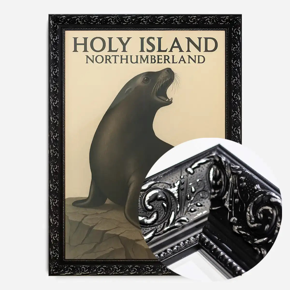 Holy Island Seal Vintage Style Poster Print