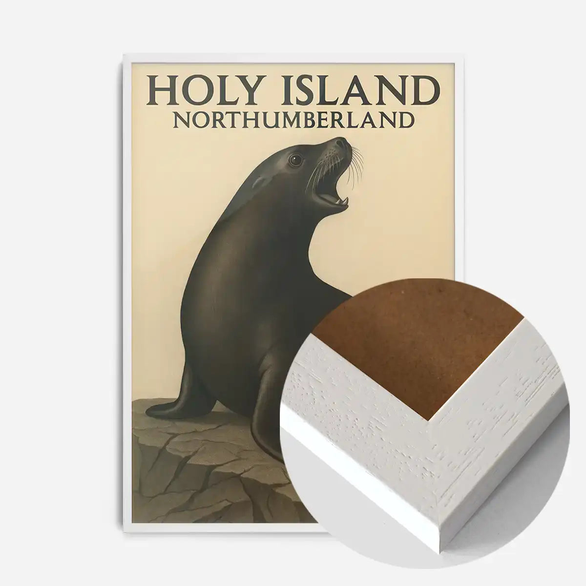 Holy Island Seal Vintage Style Poster Print