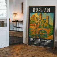 Vintage Railway Style Durham Tourist Poster Print