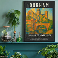 Vintage Railway Style Durham Tourist Poster Print