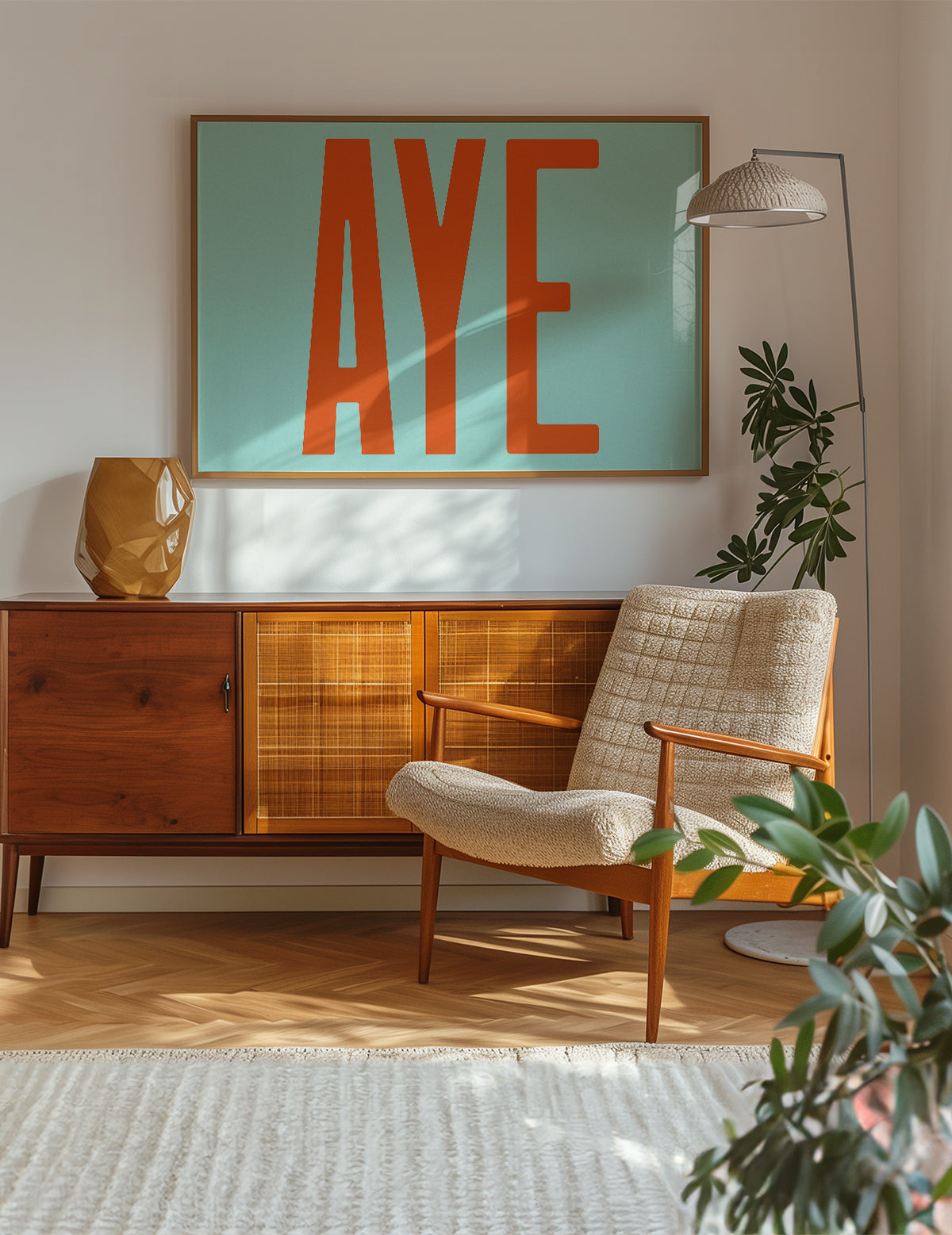 Aye Typography Quote Print - Orange