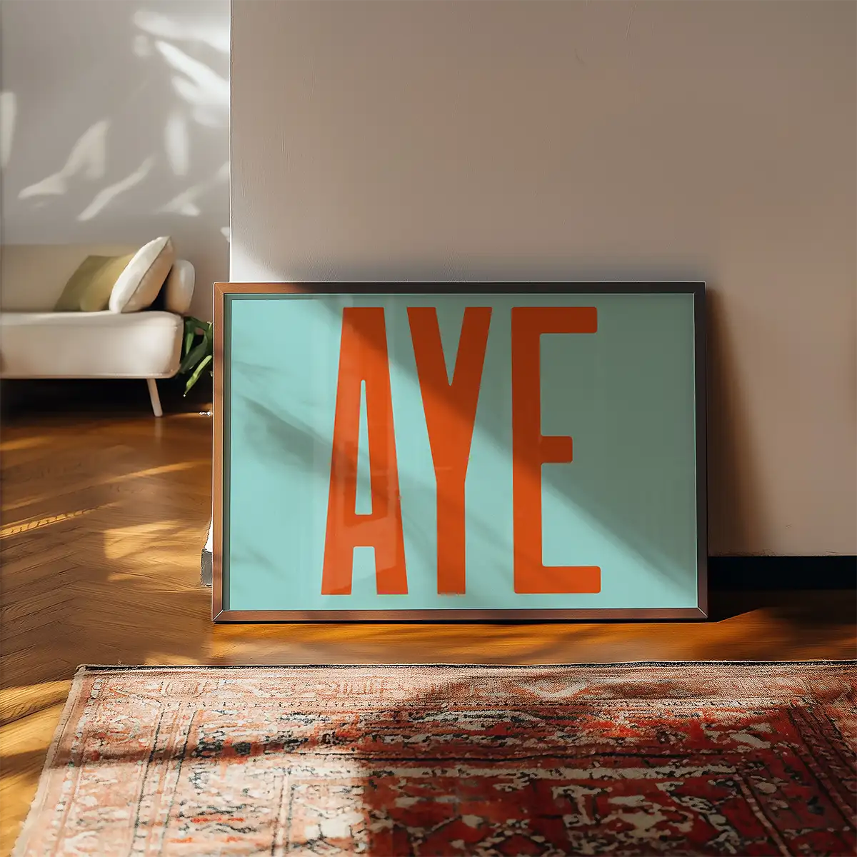 Aye Typography Quote Print - Orange