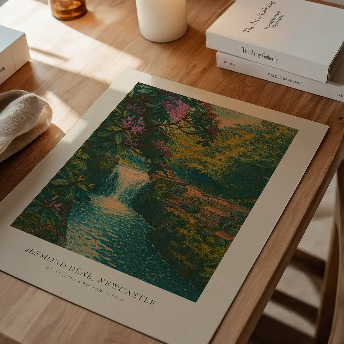 Jesmond Dene Japanese Woodblock Style Print