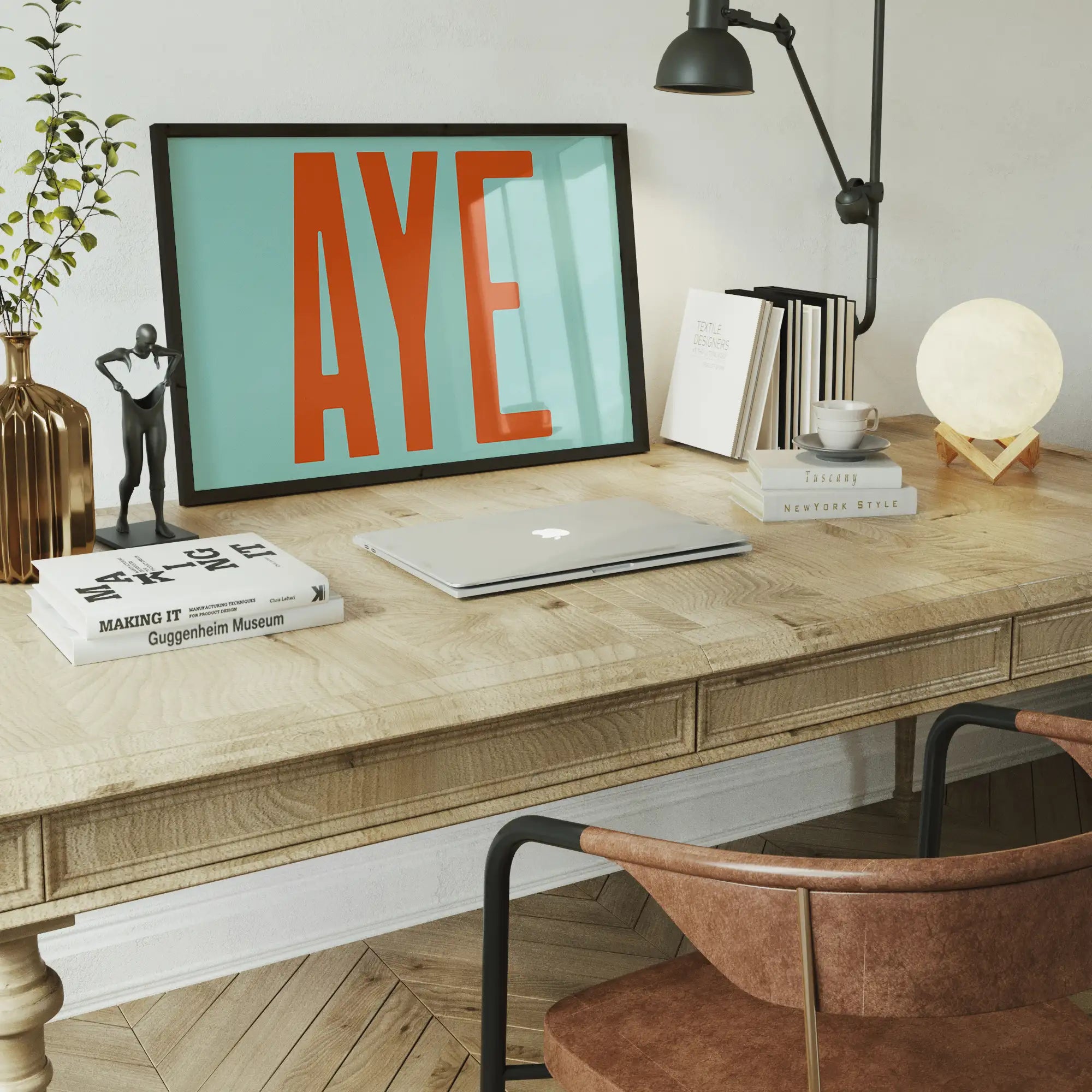 Aye Typography Quote Print - Orange