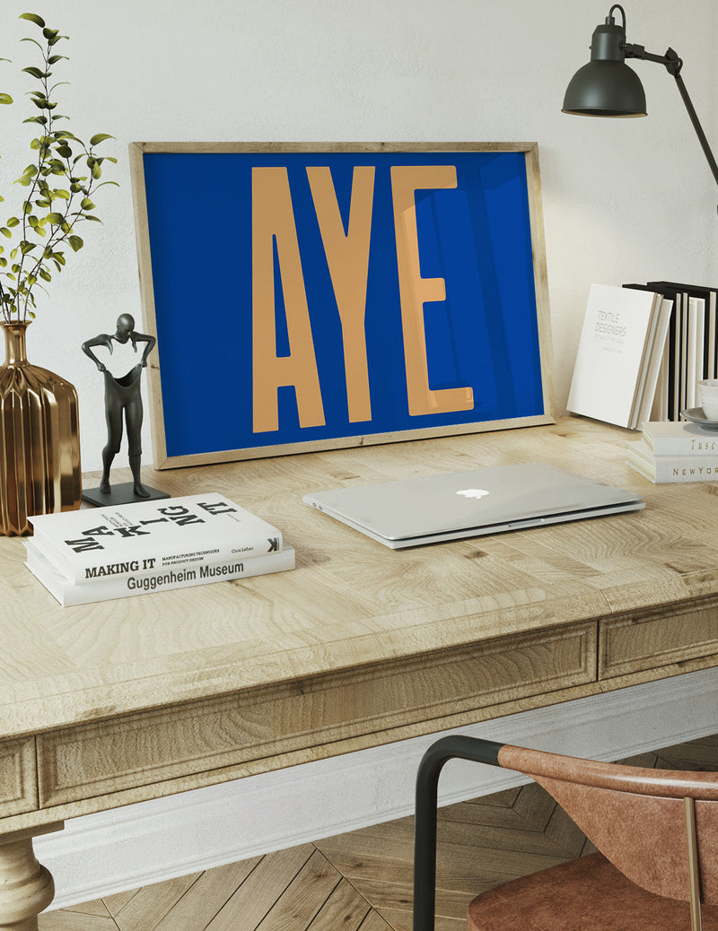 Aye Typography Quote Print - Peach