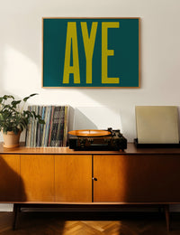 Aye Typography Quote Print - Lime Green