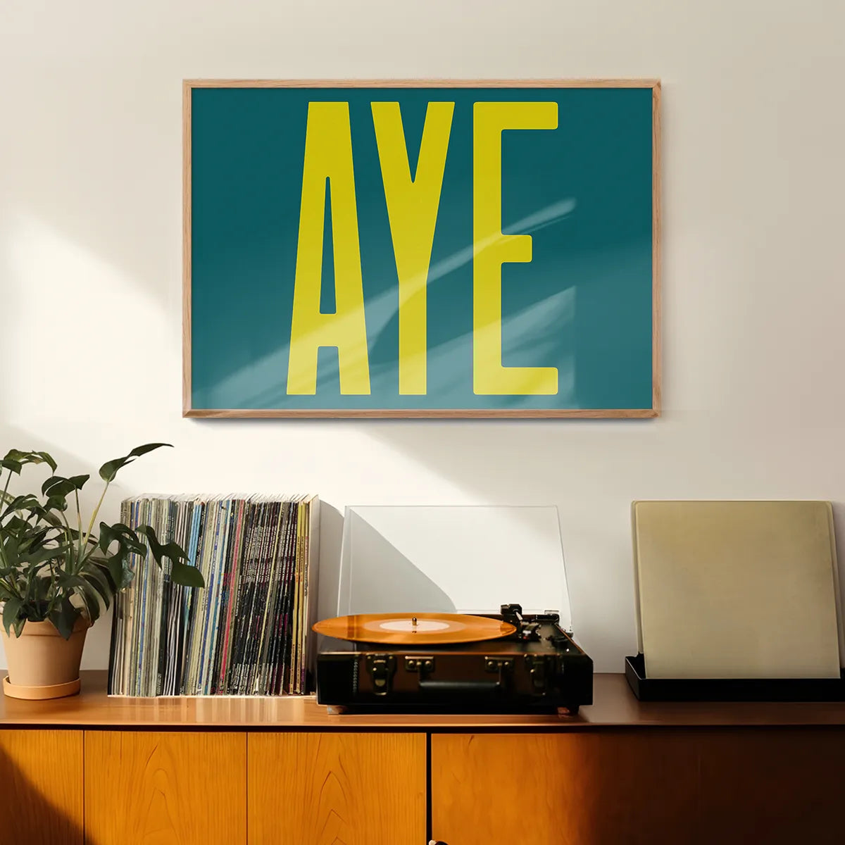 Aye Typography Quote Print - Lime Green