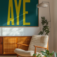 Aye Typography Quote Print - Lime Green