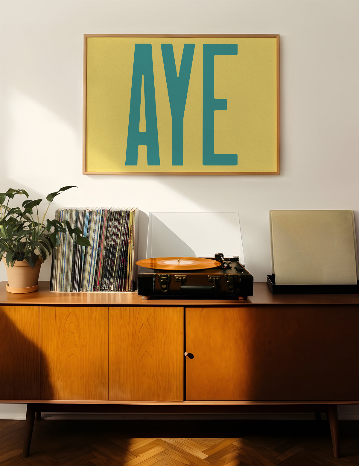 Aye Typography Quote Print - Duck Egg Blue