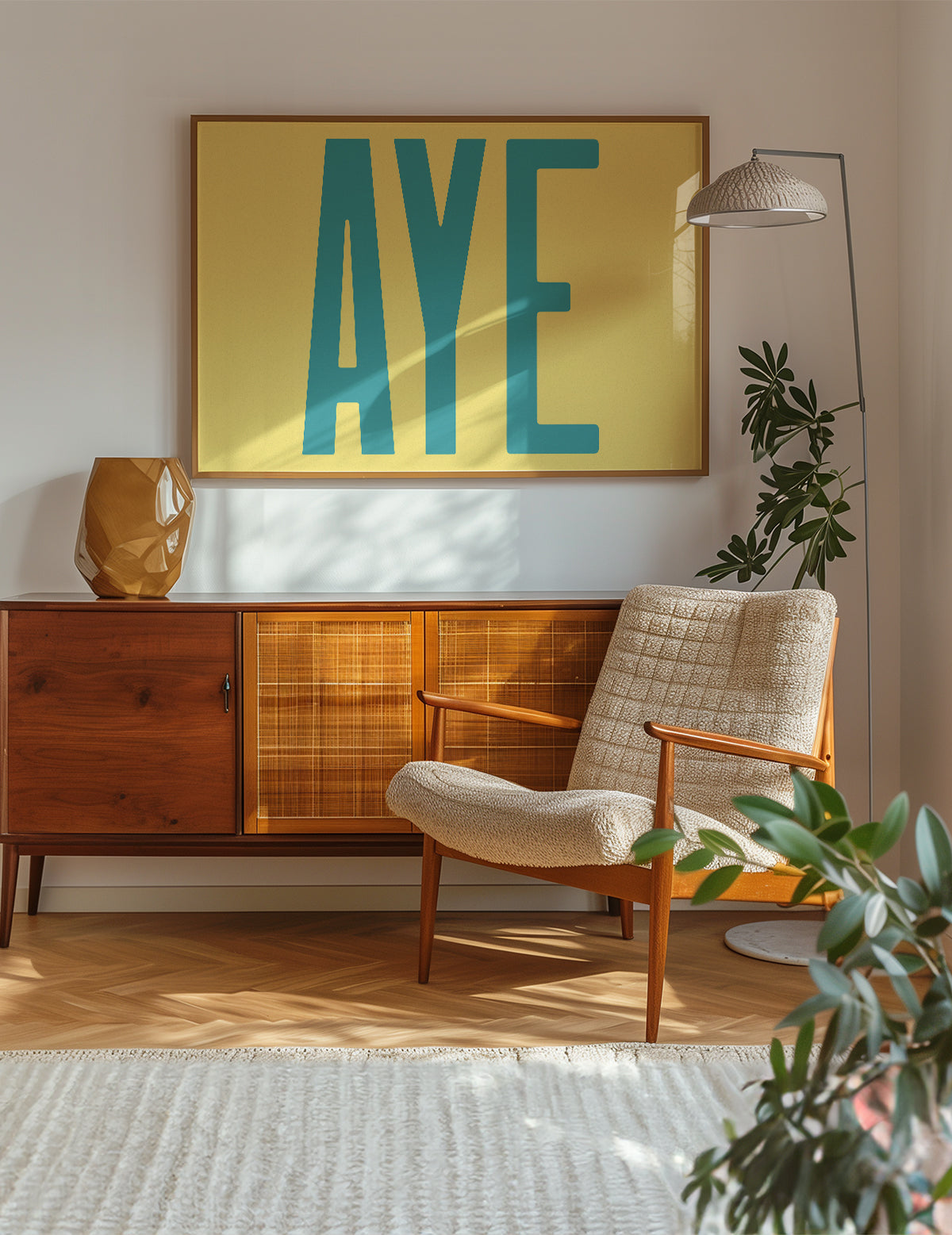 Aye Typography Quote Print - Duck Egg Blue