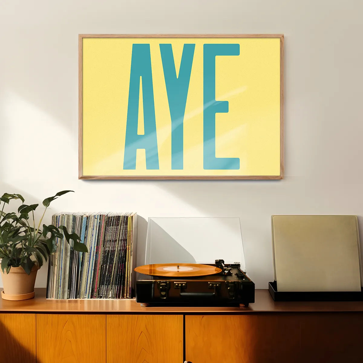 Aye Typography Quote Print - Duck Egg Blue