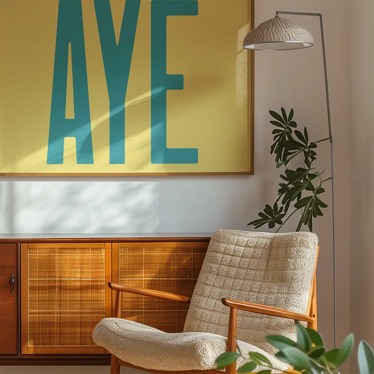 Aye Typography Quote Print - Duck Egg Blue