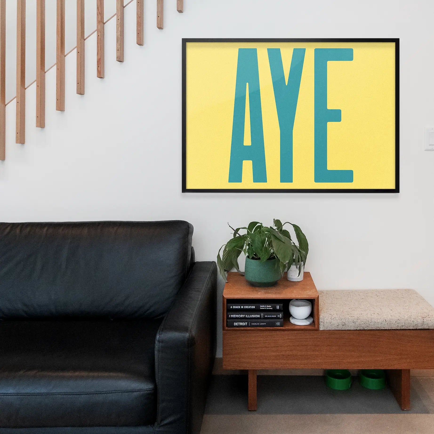 Aye Typography Quote Print - Duck Egg Blue