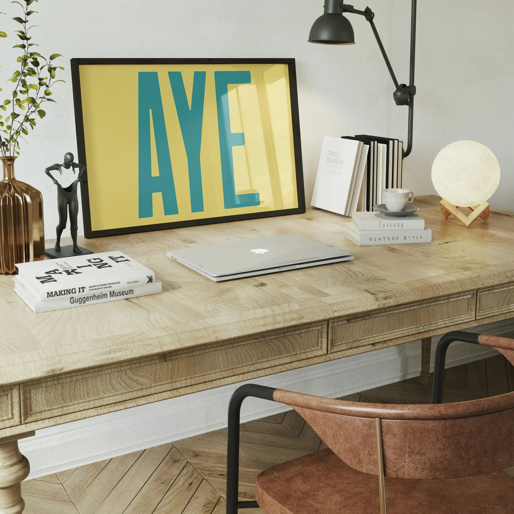 Aye Typography Quote Print - Duck Egg Blue