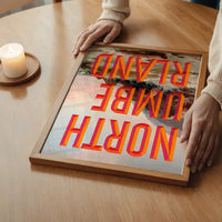 Northumberland typography painting Newcastle print hanging on a wall as part of a room setting